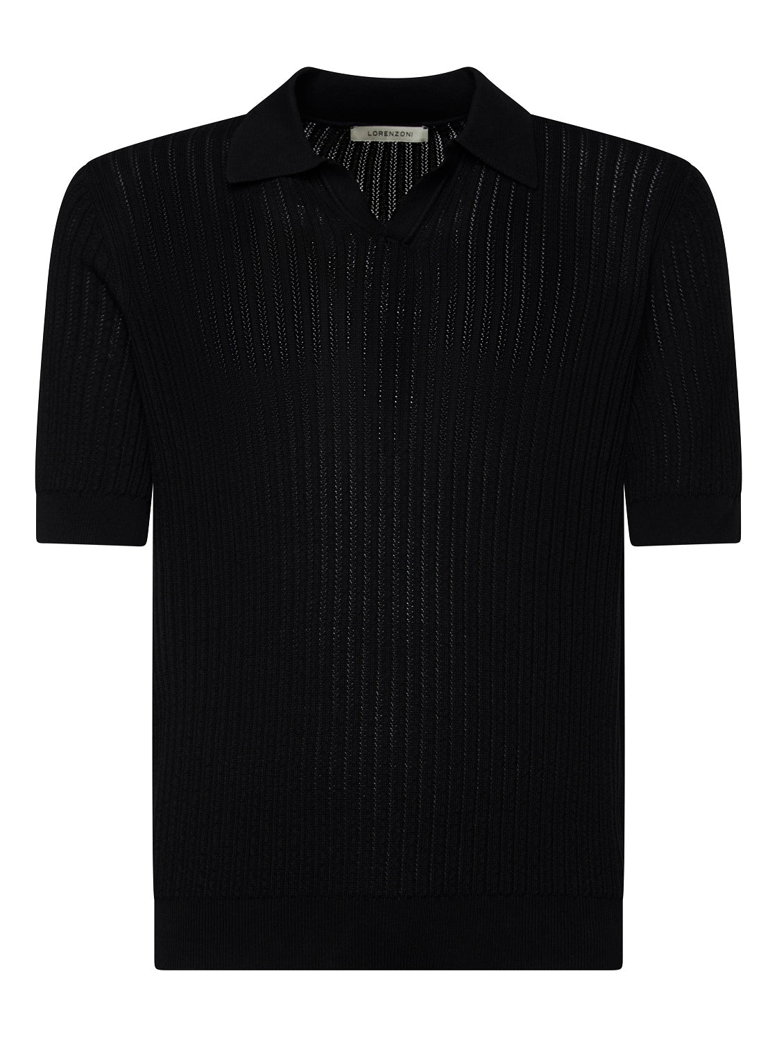 LORENZONI - Tricou model polo fara nasturi, din 100% bumbac, negru.