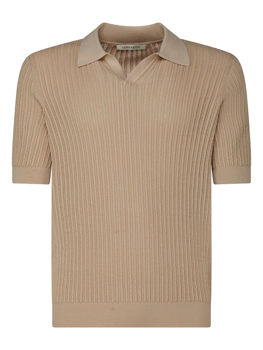 LORENZONI - Tricou model polo fara nasturi, din 100% bumbac, bej.