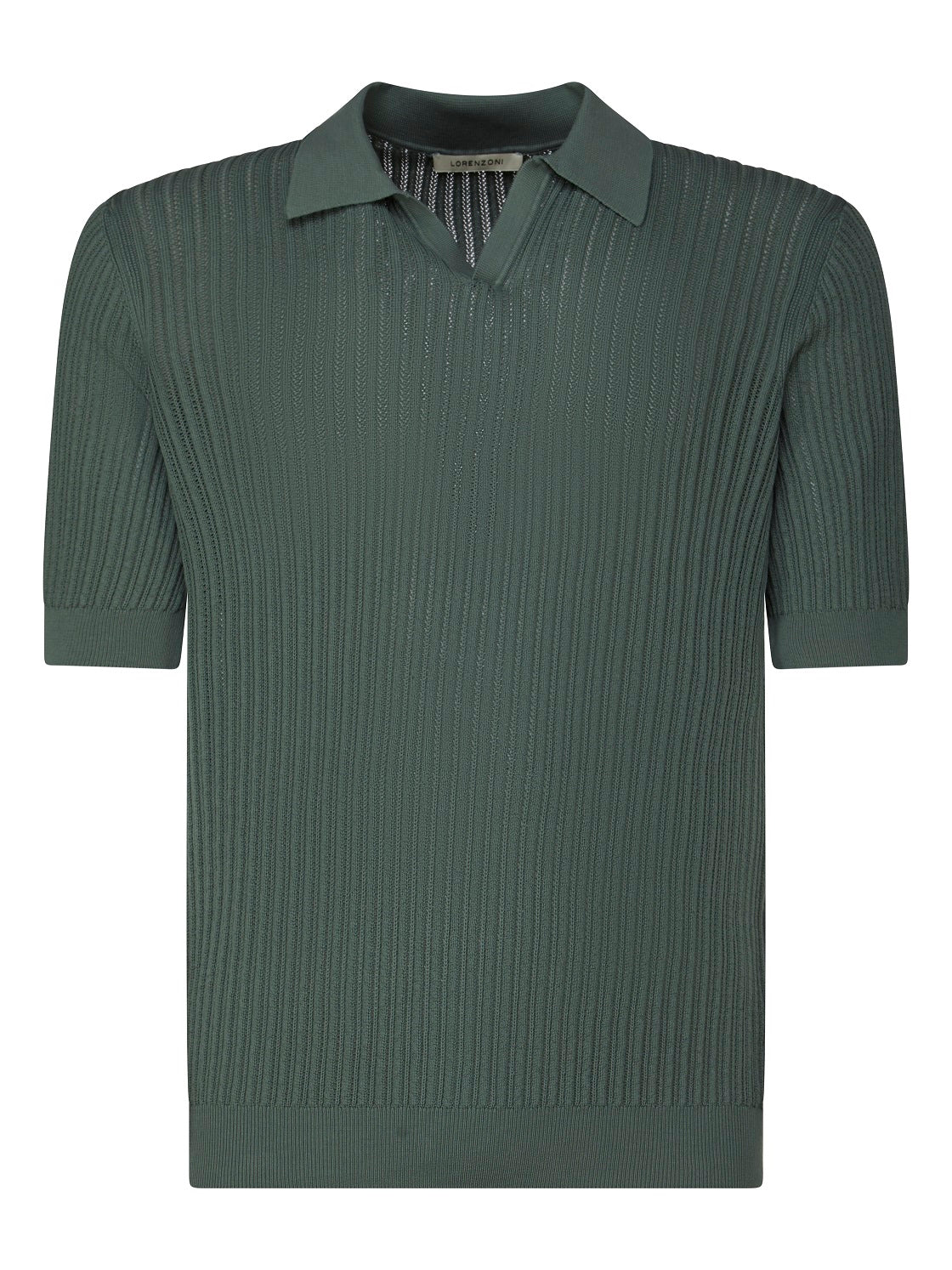 LORENZONI - Tricou model polo fara nasturi, din 100% bumbac, verde-salvia.