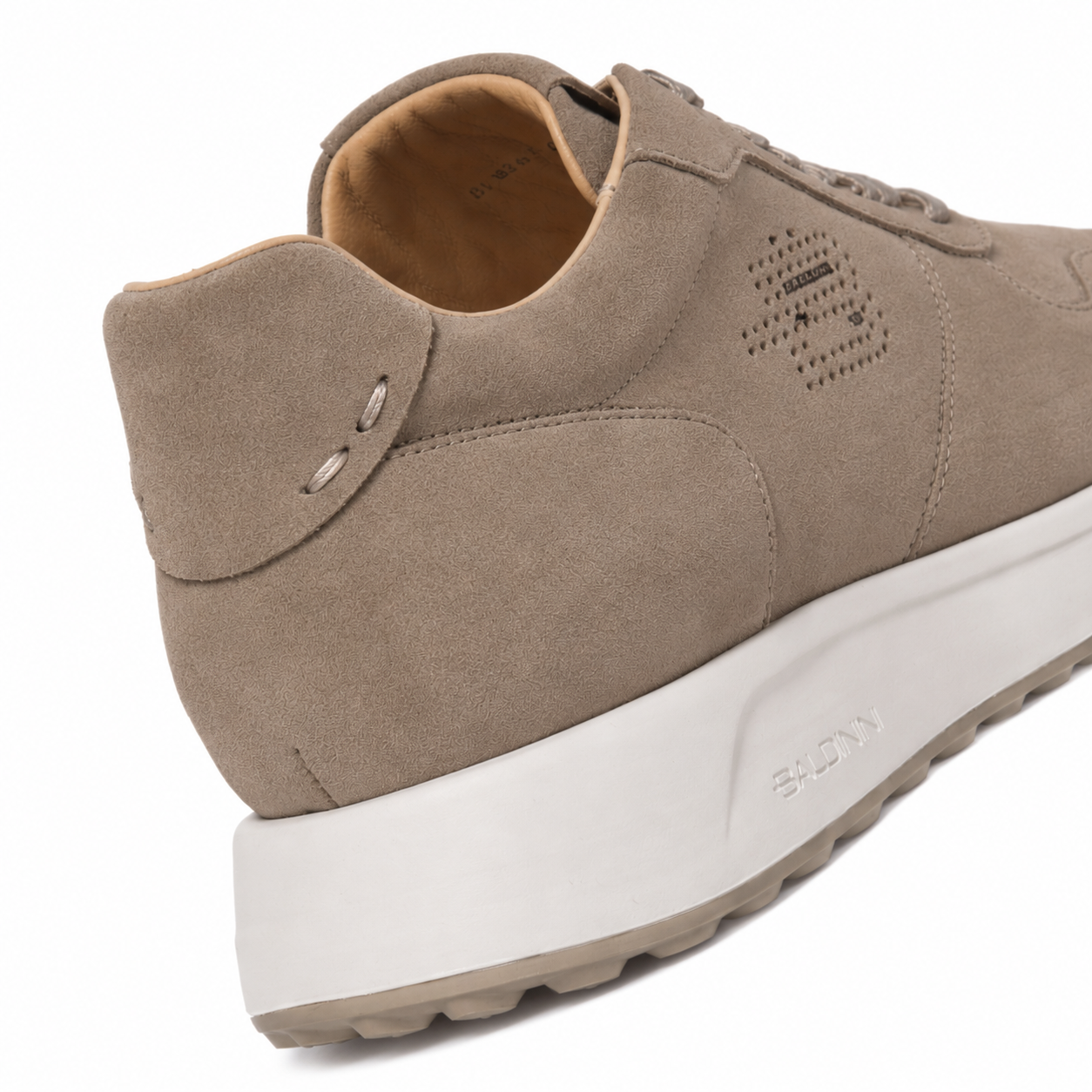 BALDININI - Sneakers din piele intoarsa, cu siret, bej.