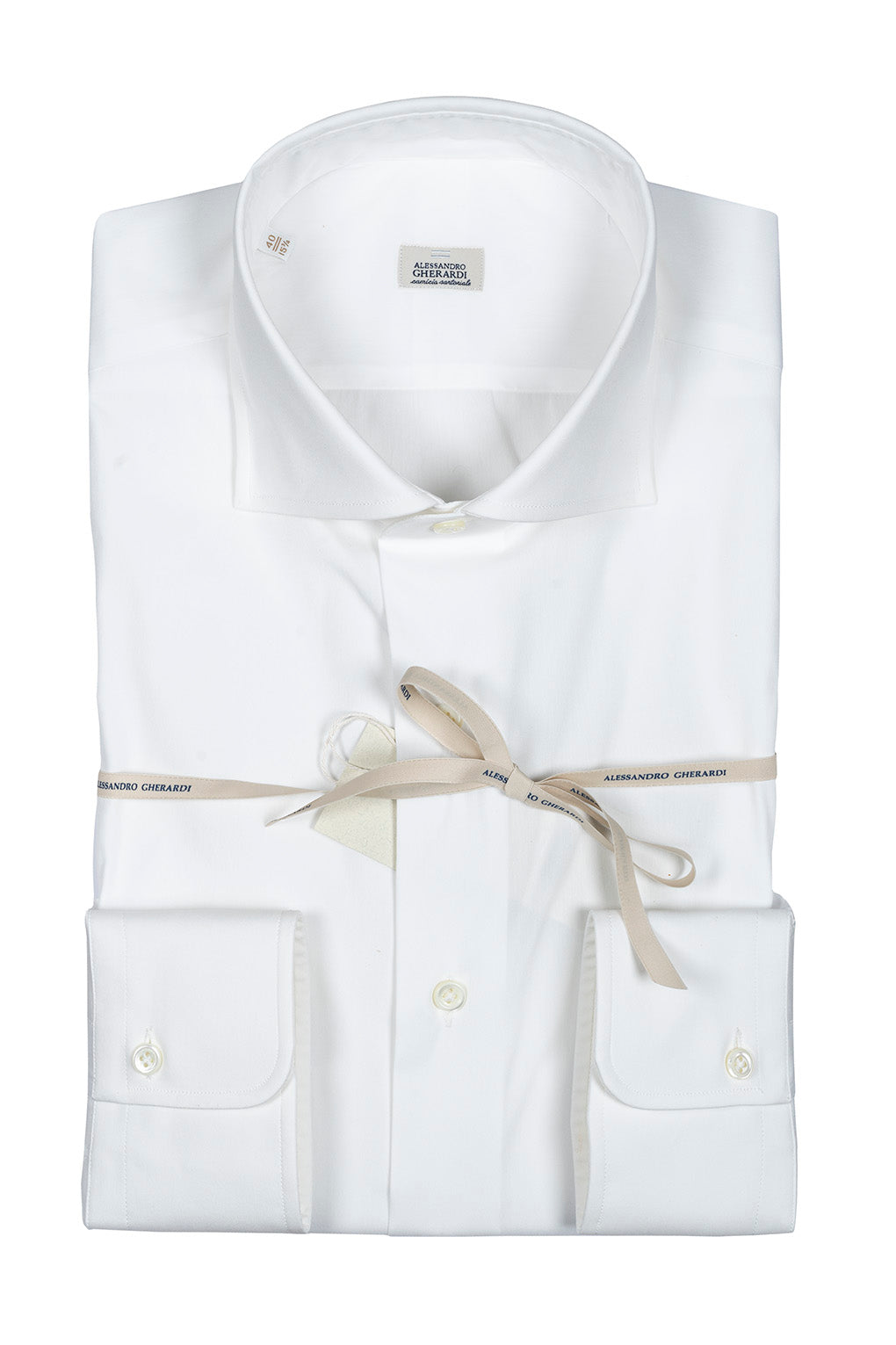 ALESSANDRO GHERARDI - Camasa alba, model clasic cu pense, din 76% bumbac / 21% poliamida / 3% elastan.