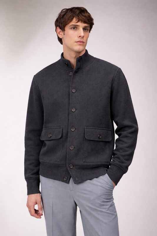 KANGRA - Bomber din 100% lana, gri antracit.