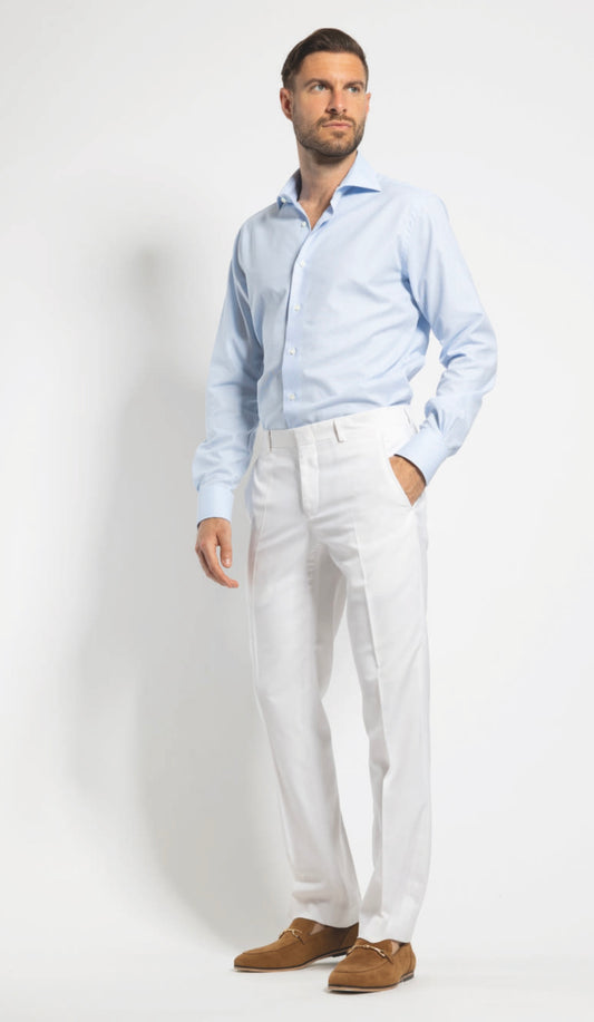 ALESSANDRO GHERARDI - Camasa bleu-sky, model clasic fara pense, din 100% bumbac.