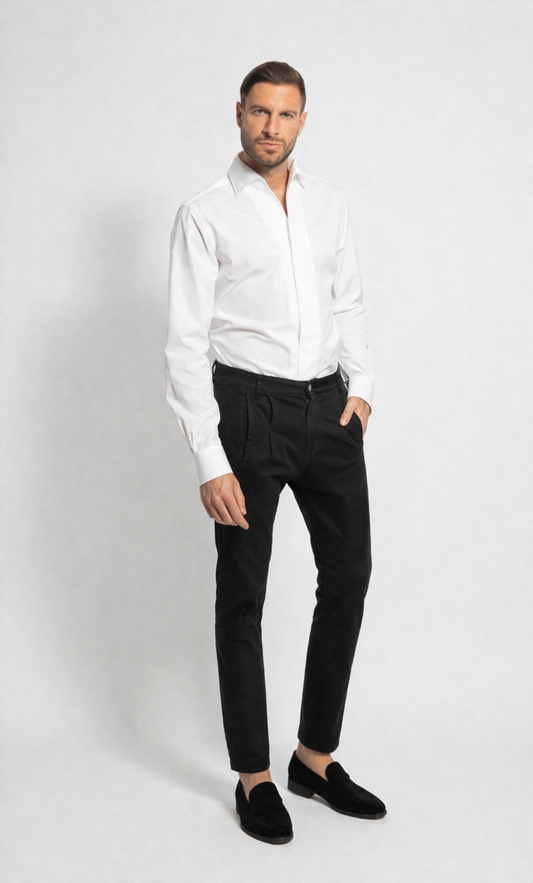 ALESSANDRO GHERARDI - Camasa alba, model slim-fit, din 100% bumbac.