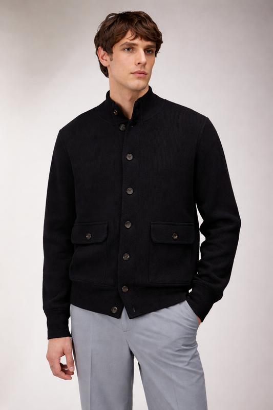 KANGRA - Bomber din 100% lana, negru.