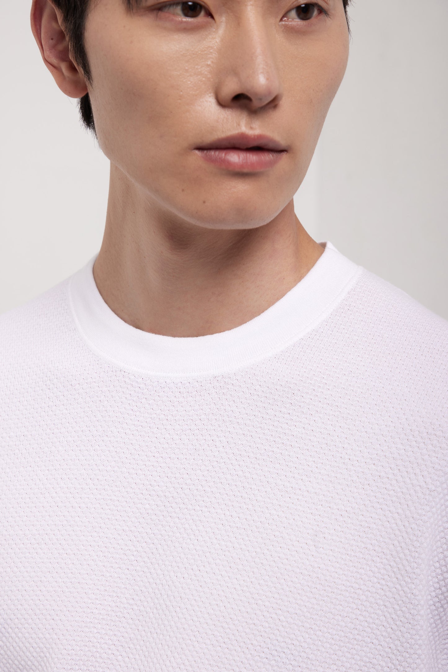 KANGRA - Tricou model crew-neck (rotund), din 100% bumbac, alb.