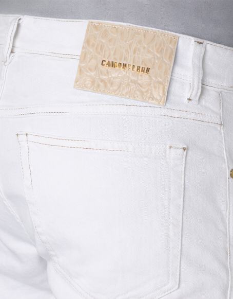 CAMOUFLAGE - Jeans cu 5 buzunare, cu fermoar, croială si talie regular, alb.