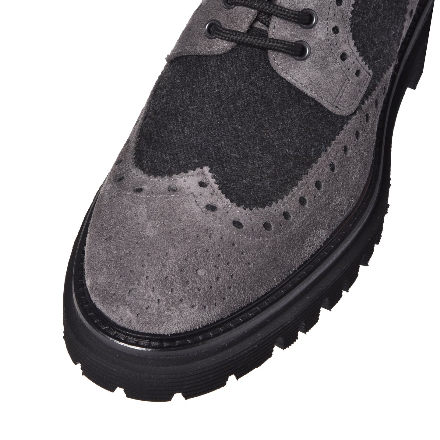 Baldinini - Pantofi din piele intoarsa si material, cu siret, negru / gri.