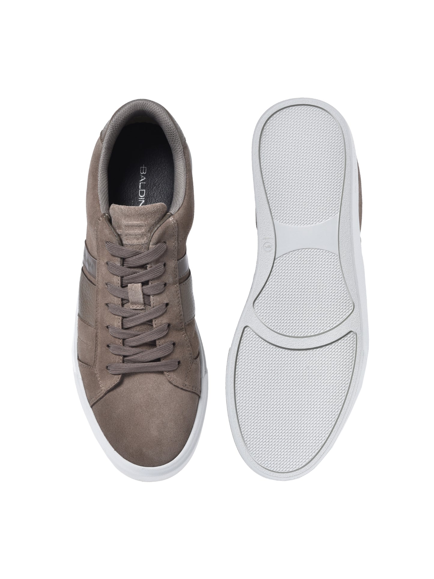 Baldinini - Sneakers din piele si piele intoarsa, cu siret, gri / bej.