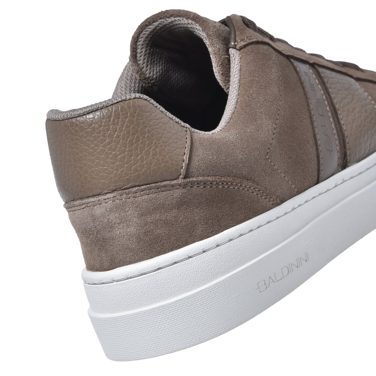 Baldinini - Sneakers din piele si piele intoarsa, cu siret, gri / bej.