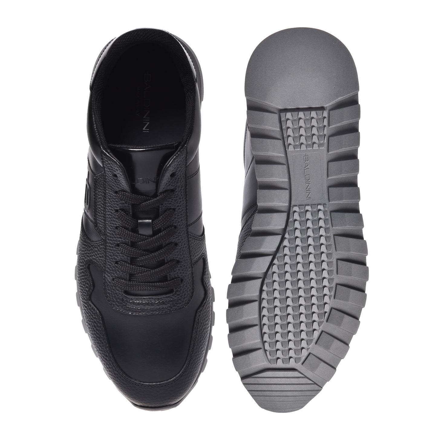 Baldinini - Sneakers din piele, cu siret, negru.