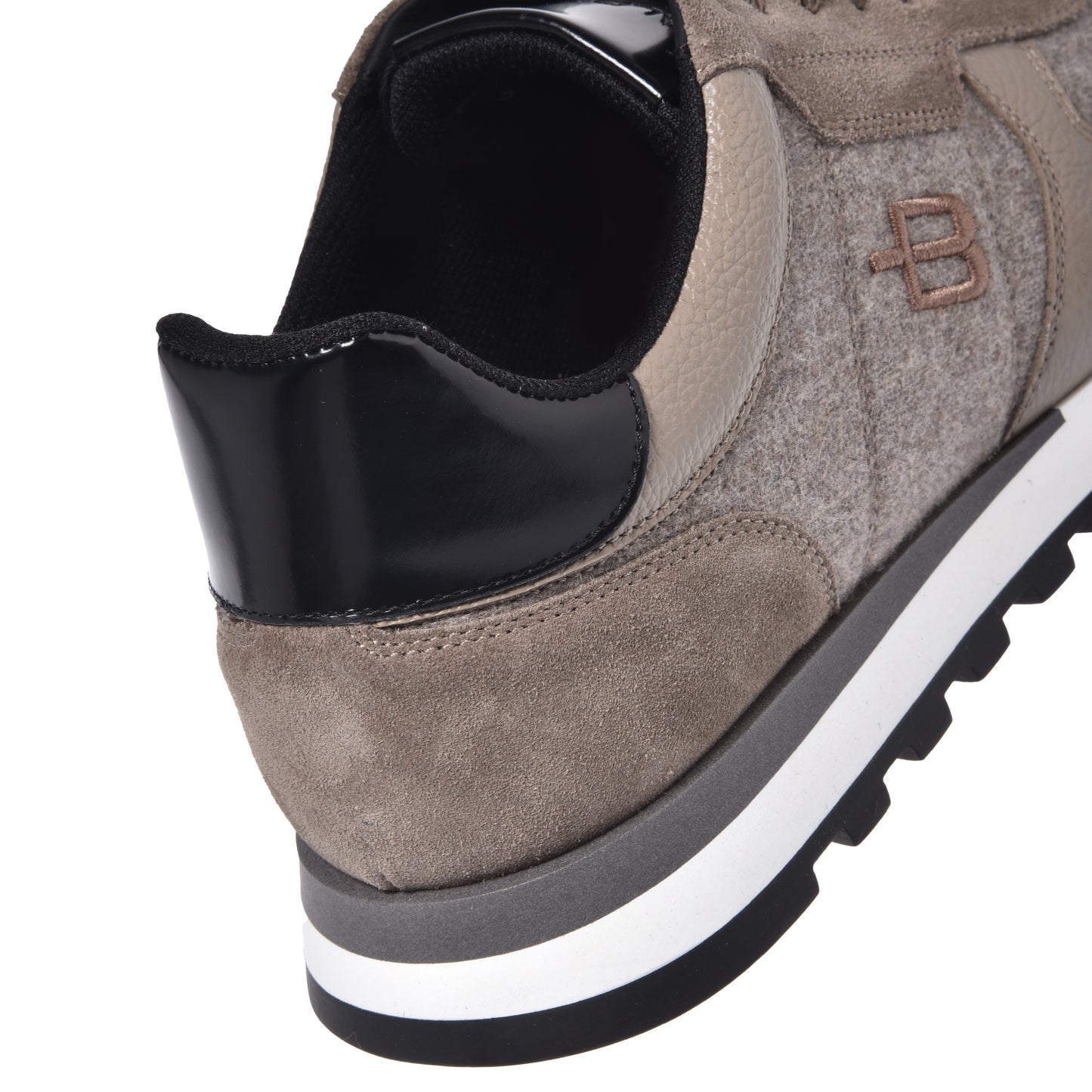Baldinini - Sneakers din piele, piele intoarsa si material, cu siret, gri / bej.