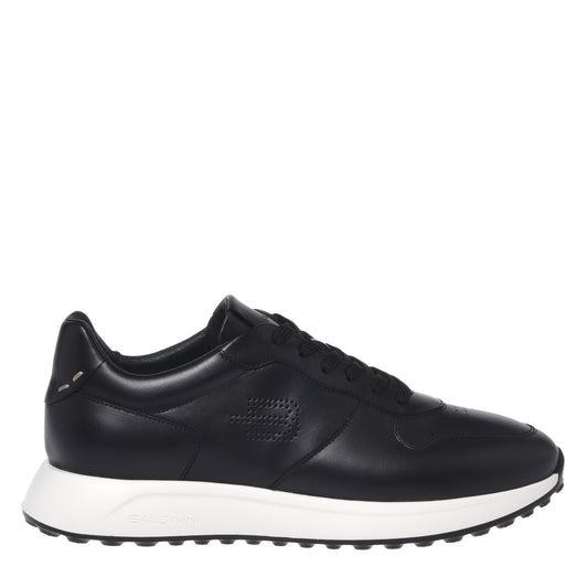BALDININI - Sneakers din piele, cu siret, negru.