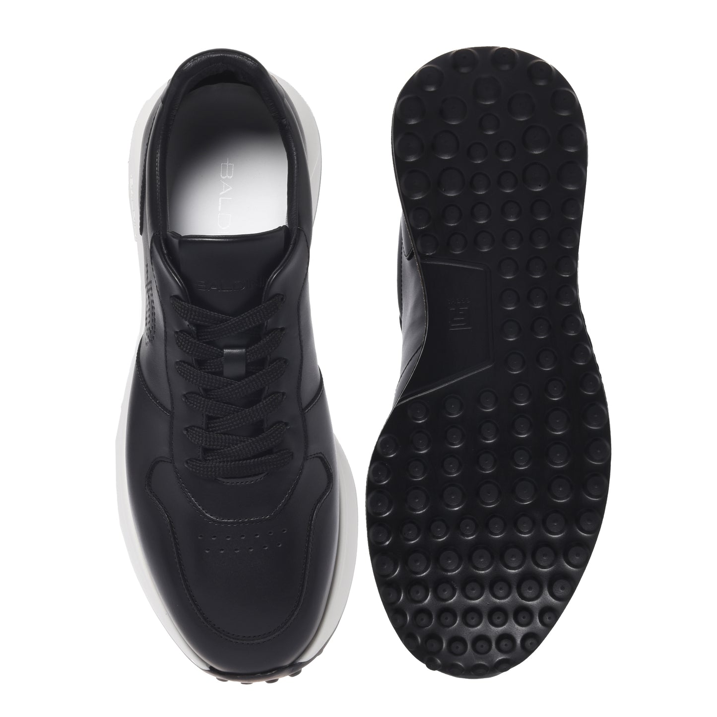 BALDININI - Sneakers din piele, cu siret, negru.