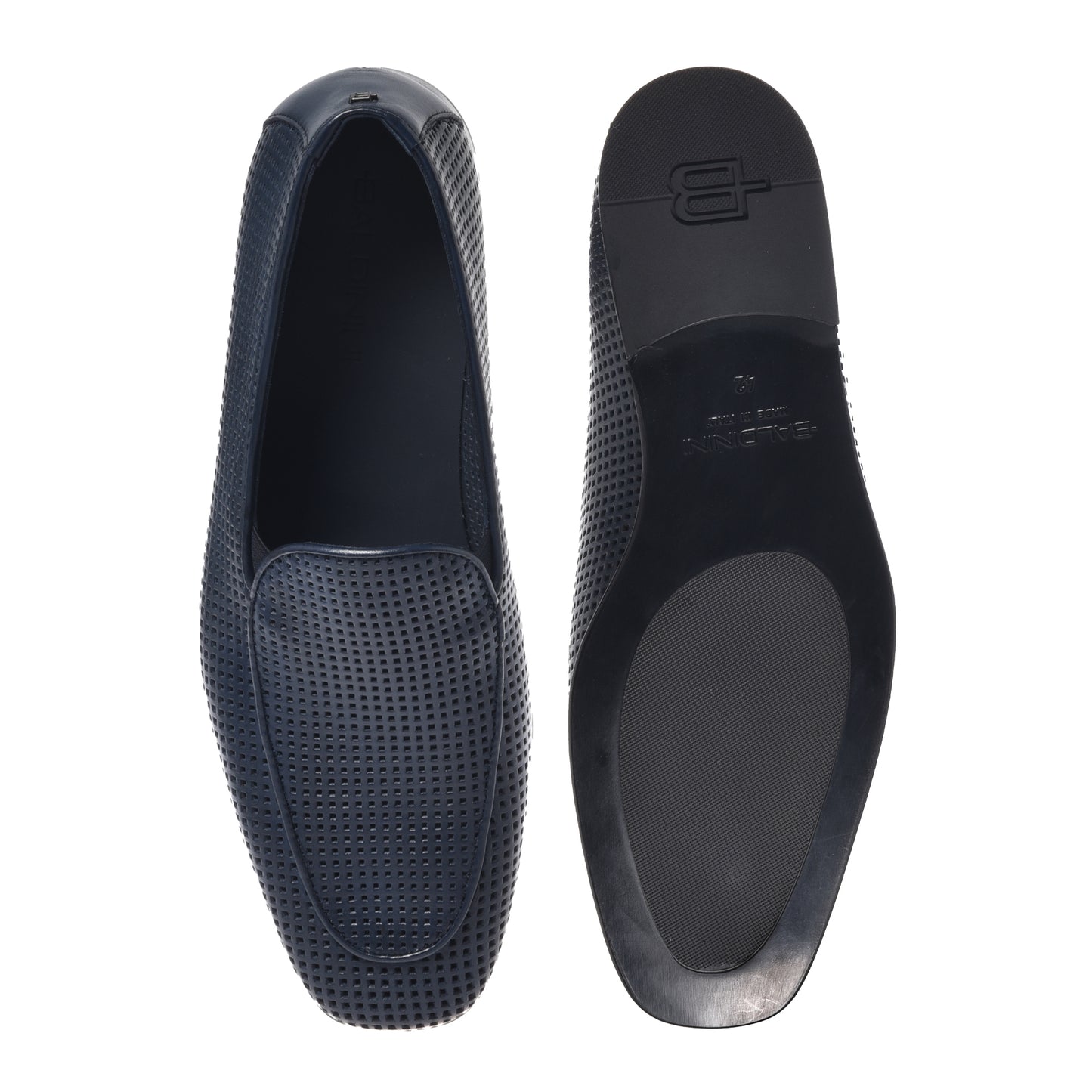 BALDININI - Loafers din piele, model cu perforatii, bleu-oceano.
