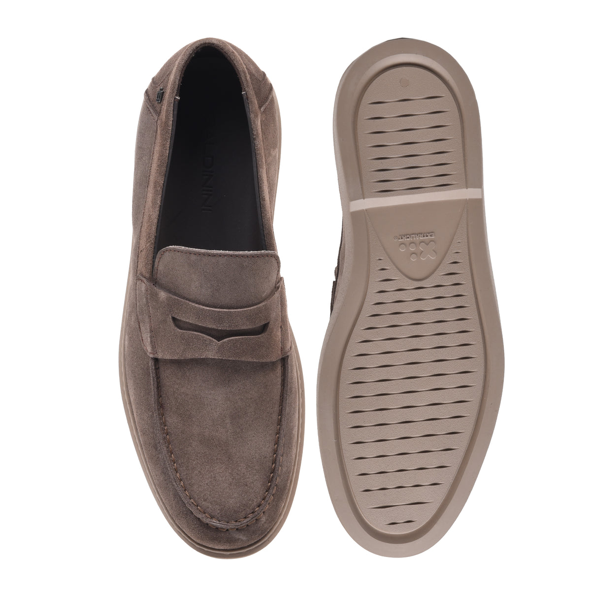 BALDININI - Loafers din piele intoarsa, gri.