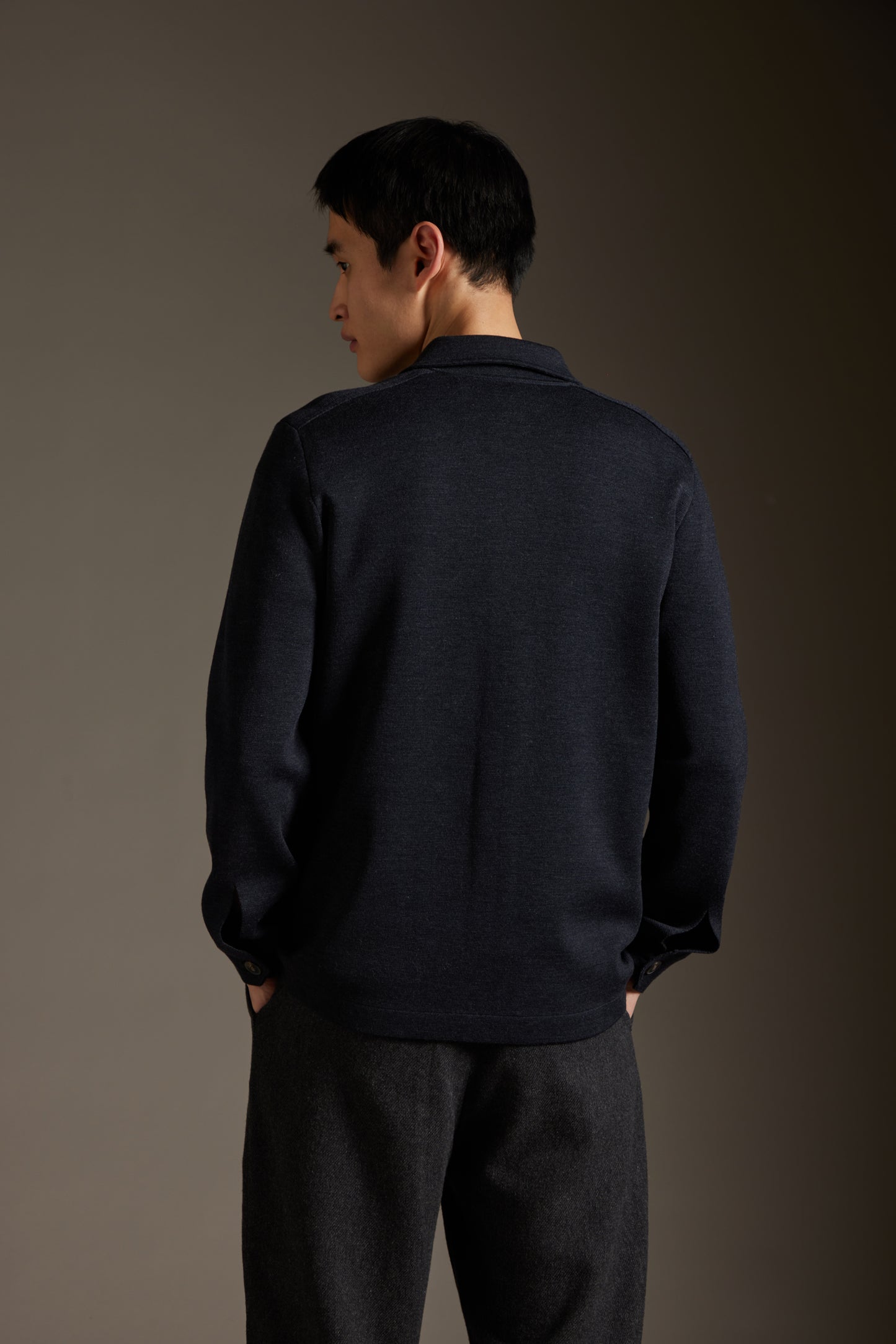 Kangra - Camasa tip blazer din lana 100%, negru.
