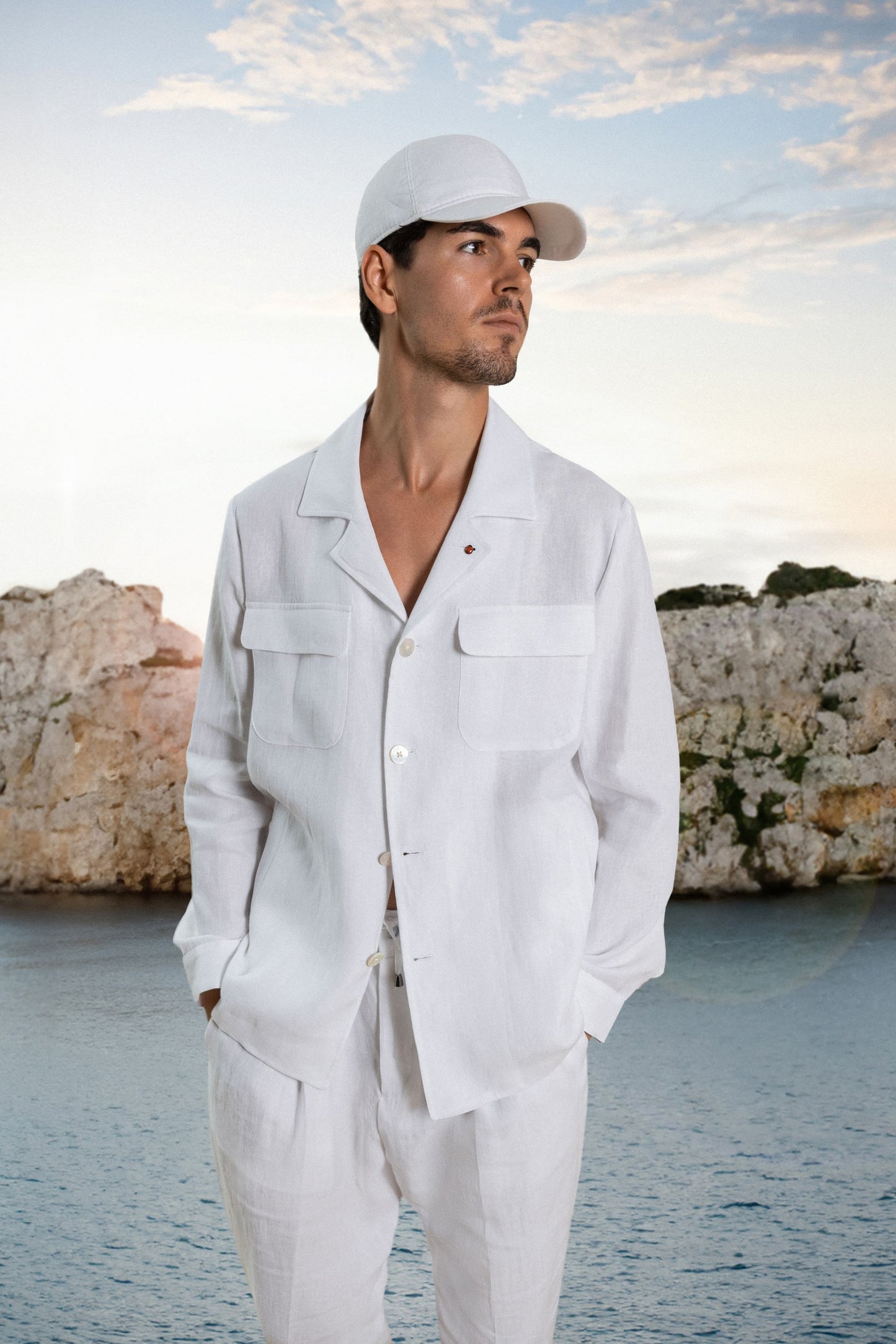 FUGATO - Overshirt din 100% in, alb.