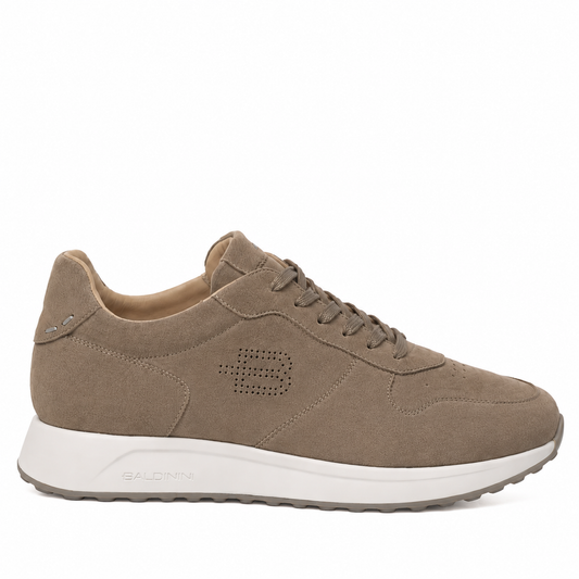 BALDININI - Sneakers din piele intoarsa, cu siret, bej.