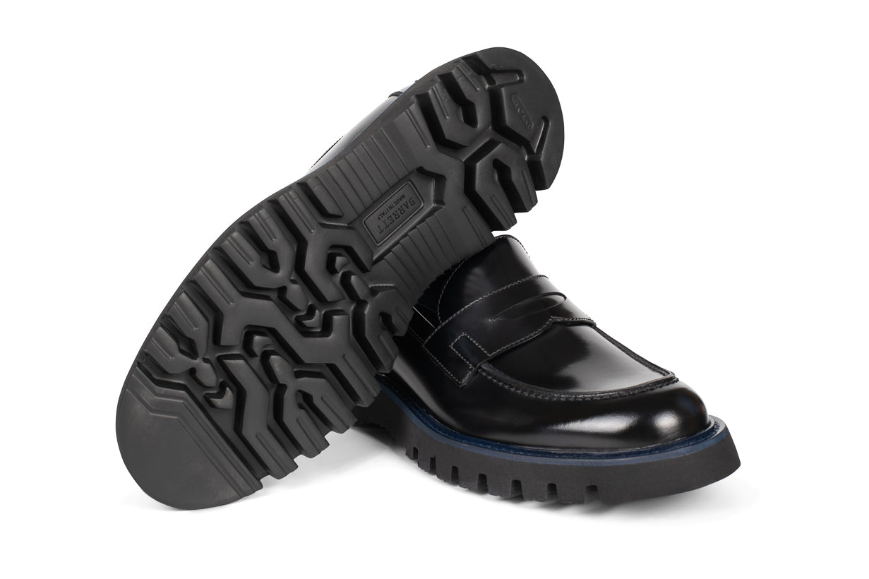 Blu Barrett - Bastia-007.10 Pantofi din piele naturala tip loafer cu talpa over-size si detaliu albastru