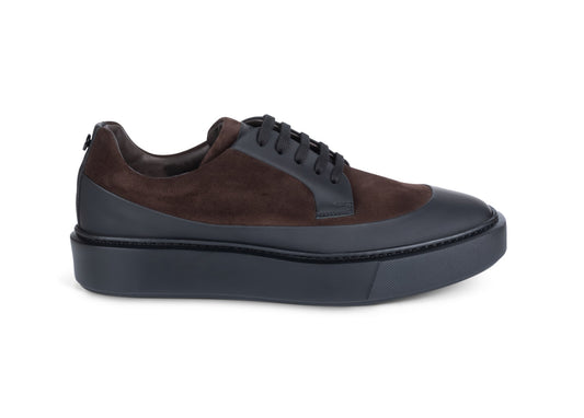 BARRETT - Sneakers din piele, cu siret, maro cu negru.