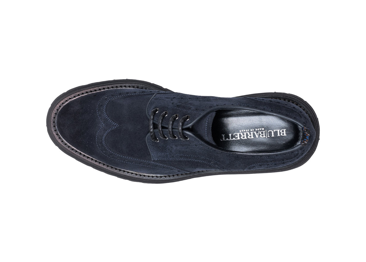 BARRETT - Pantofi din piele intoarsa, cu siret, bleumarin.