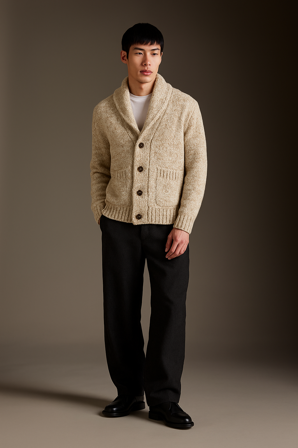 Kangra - Jacketa din 80% lana si 20% nylon, crem, țesătură cu model pepit alb.