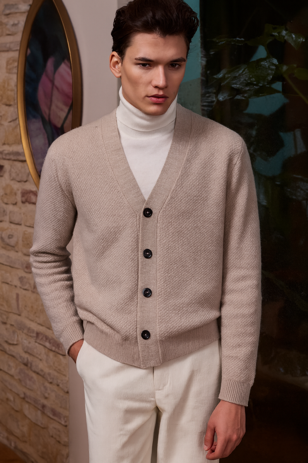 MASQ - Cardigan din 100% lana, bej.