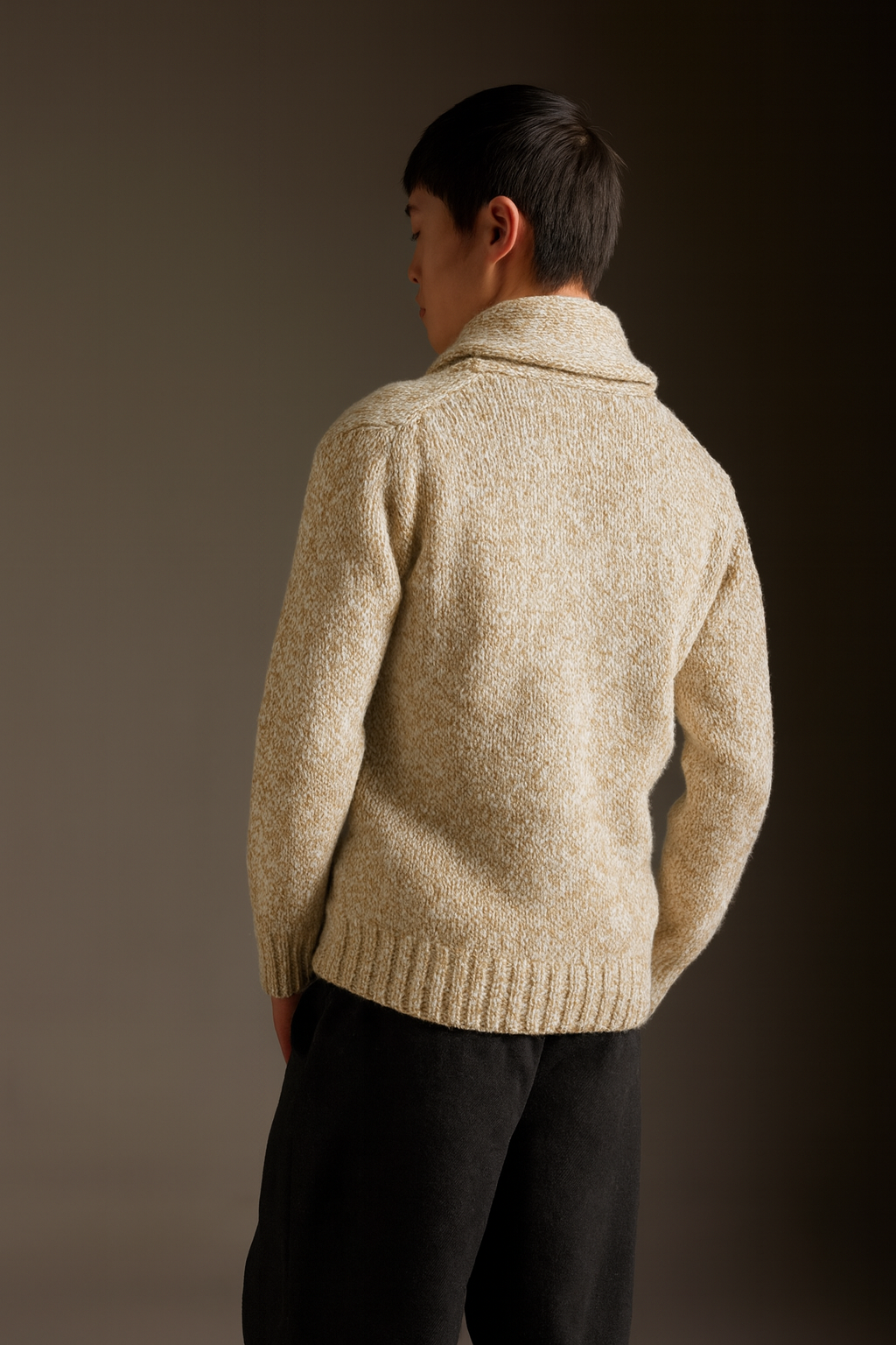 Kangra - Jacketa din 80% lana si 20% nylon, crem, țesătură cu model pepit alb.