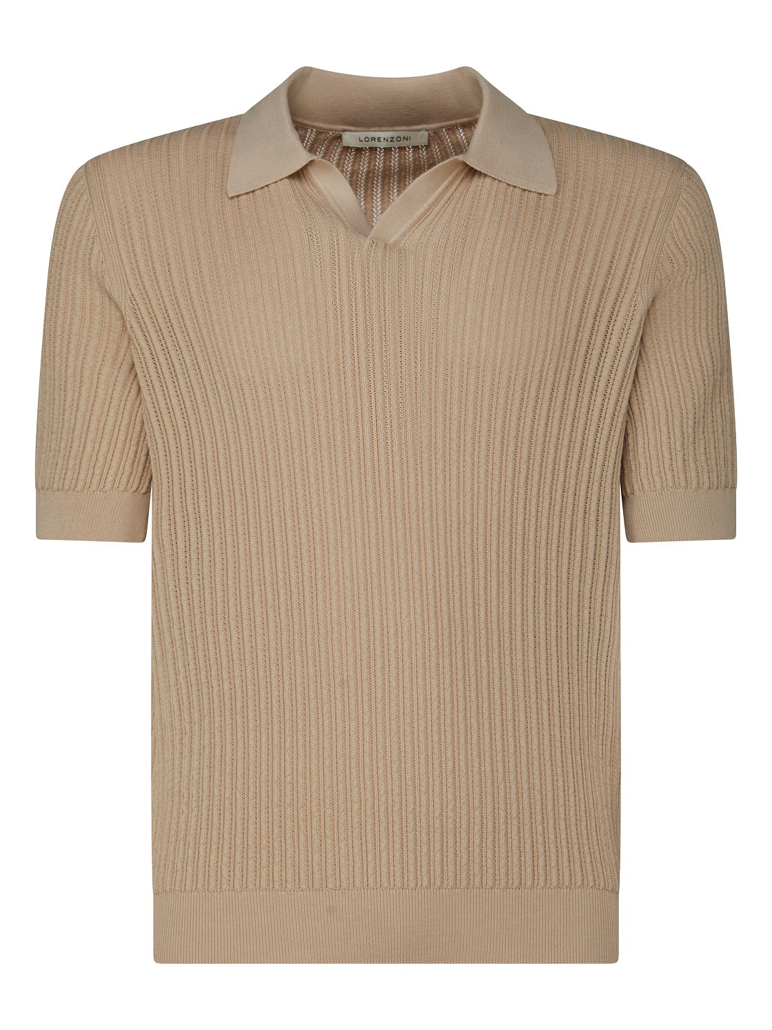 LORENZONI - Tricou model polo fara nasturi, din 100% bumbac, bej.