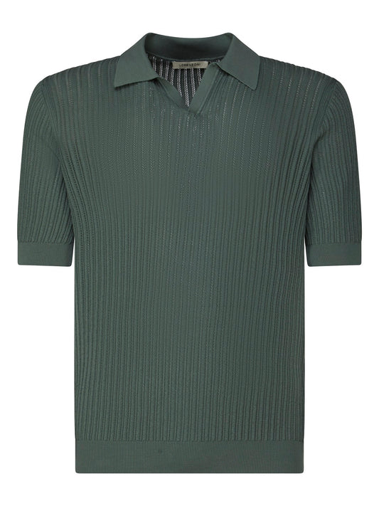 LORENZONI - Tricou model polo fara nasturi, din 100% bumbac, verde-salvia.