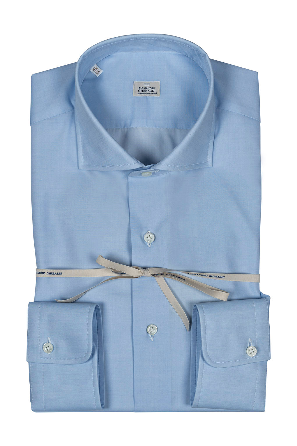 ALESSANDRO GHERARDI - Camasa bleu-sky, model clasic fara pense, din 100% bumbac.