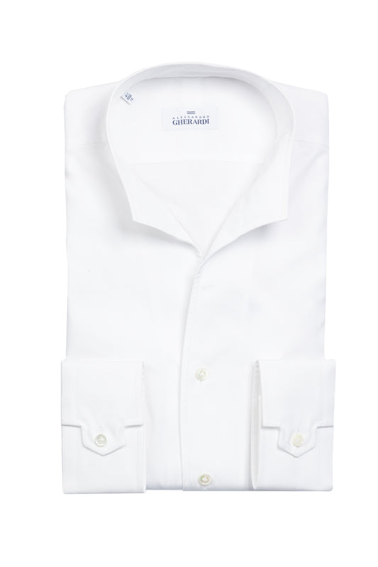ALESSANDRO GHERARDI - Camasa alba, model slim-fit, guler Double Wing, din 100% bumbac.