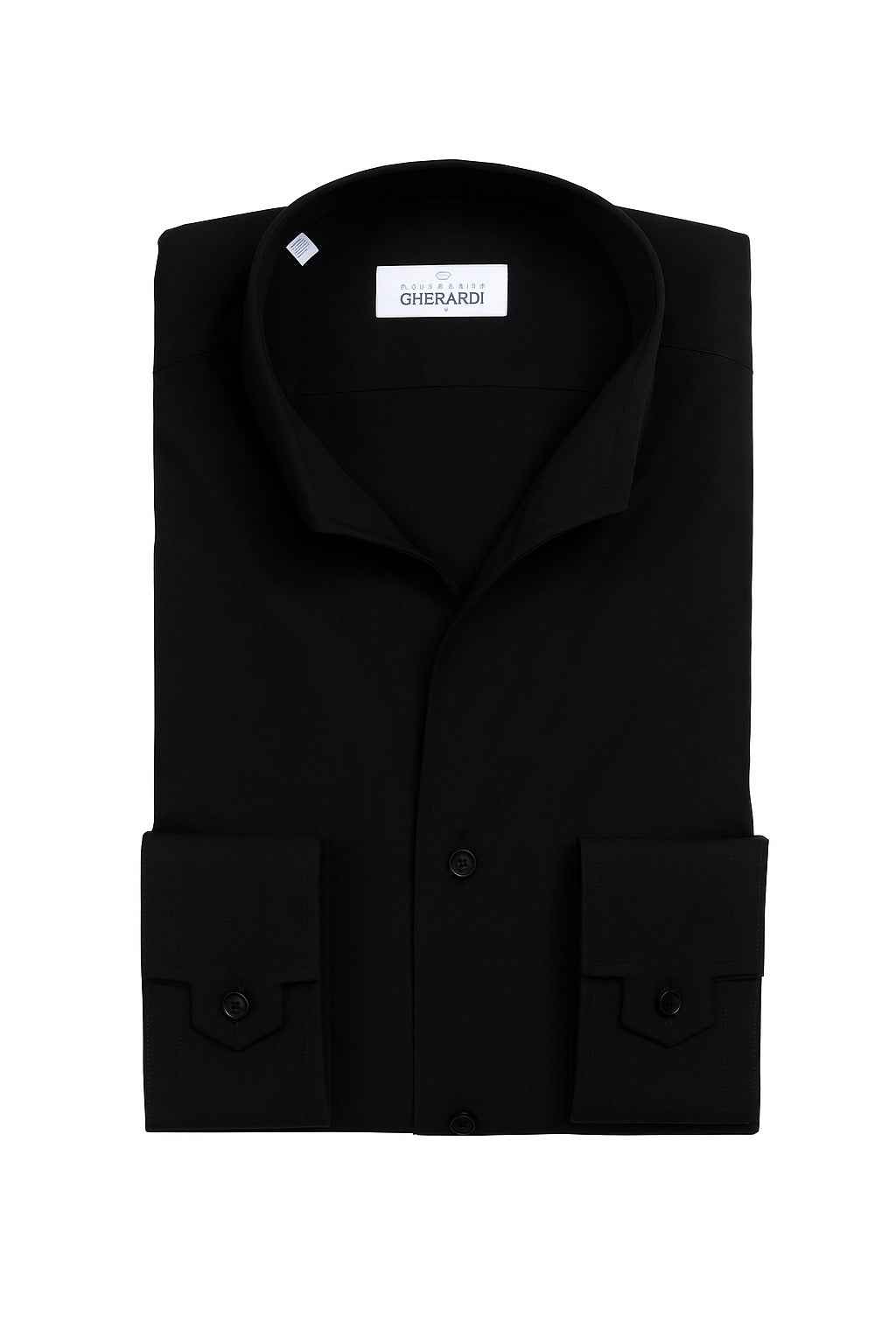 ALESSANDRO GHERARDI - Camasa neagra, model slim-fit, guler Double Wing, din 100% bumbac.