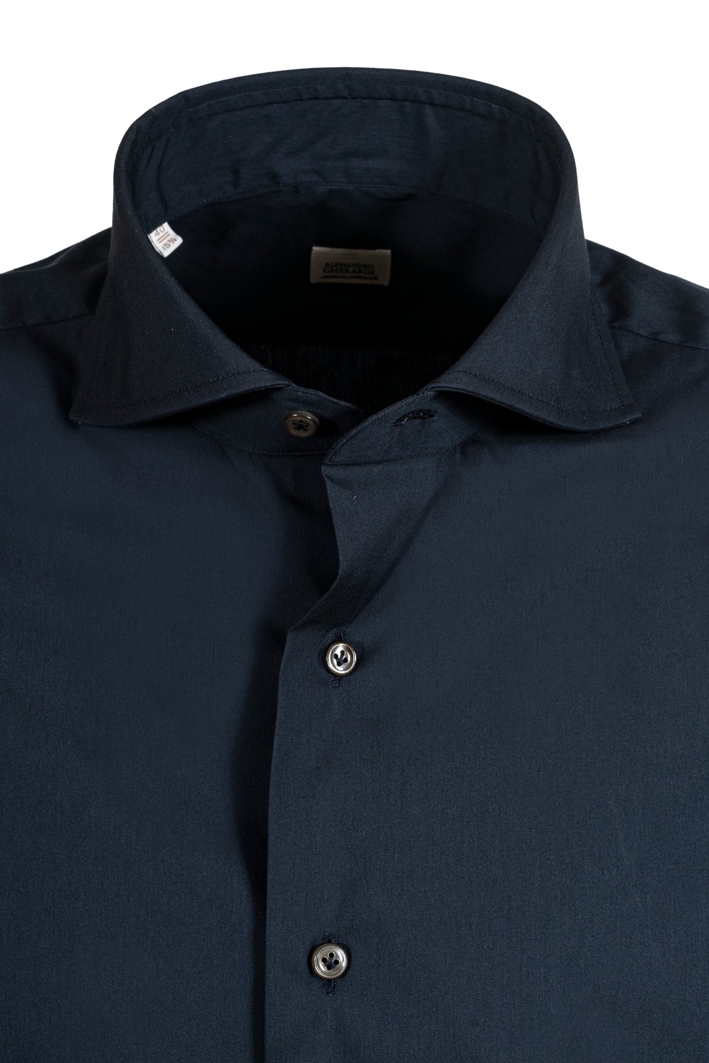 ALESSANDRO GHERARDI - Camasa bleumarin, model clasic cu pense, din 76% bumbac / 21% poliamida / 3% elastan.