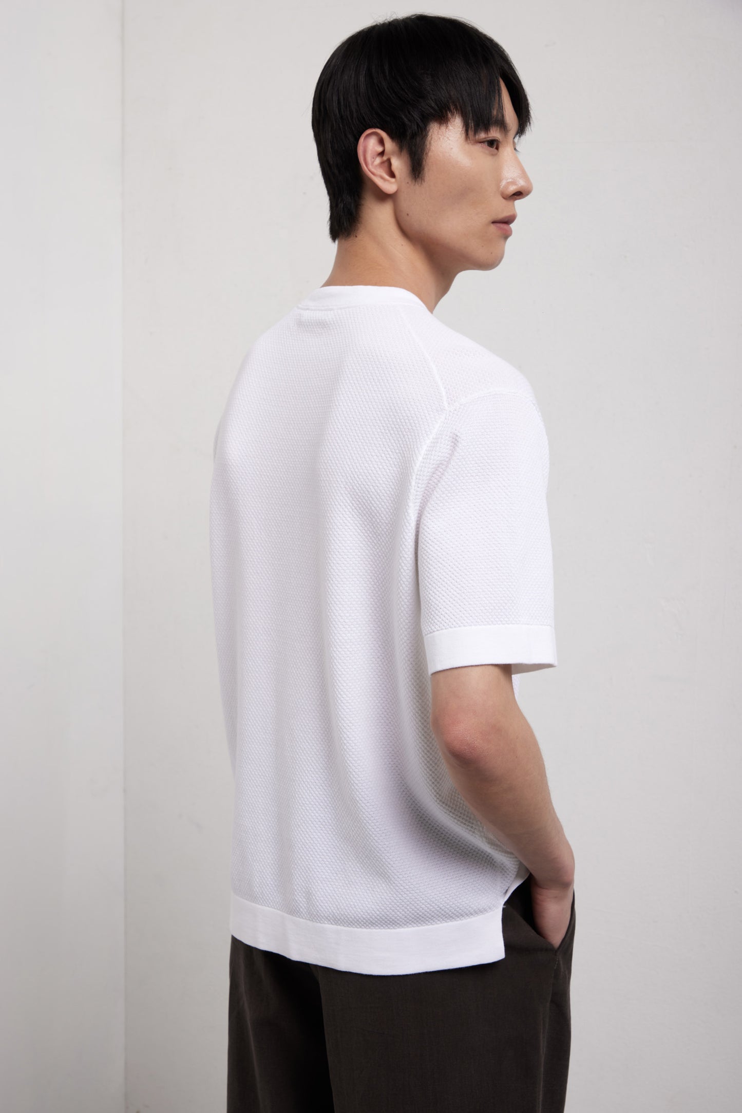 KANGRA - Tricou model crew-neck (rotund), din 100% bumbac, alb.