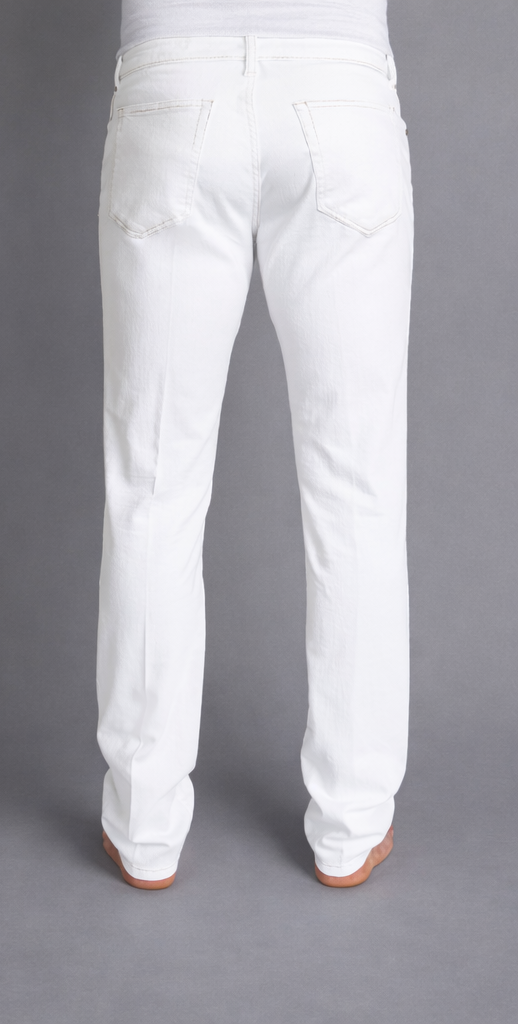 CAMOUFLAGE - Jeans cu 5 buzunare, cu fermoar, croială si talie regular, alb.