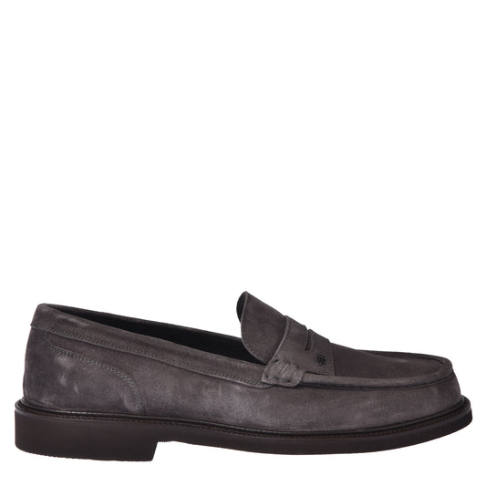 Baldinini - Loafers din piele intoarsa, gri.