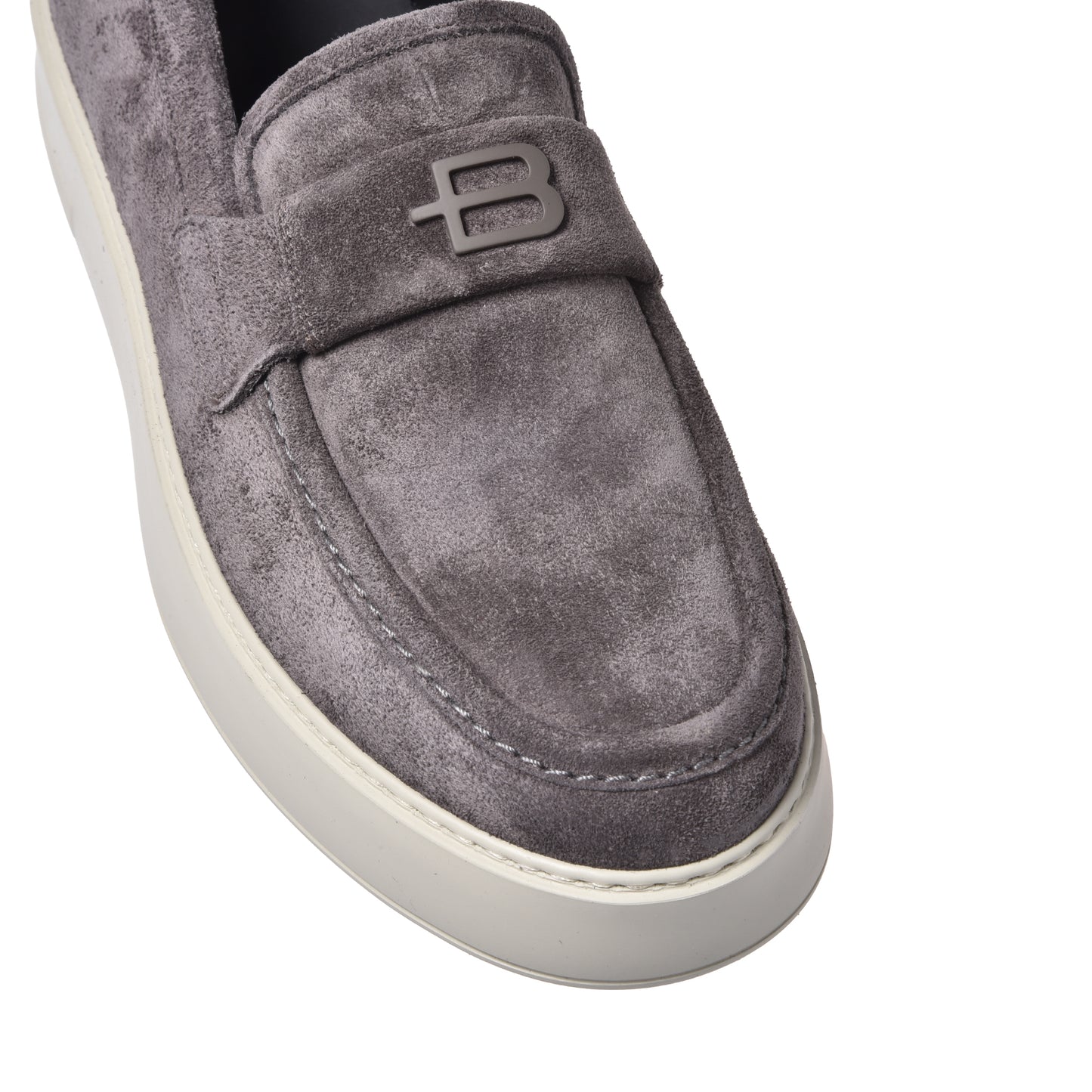 BALDININI - Loafers din piele intoarsa, gri.