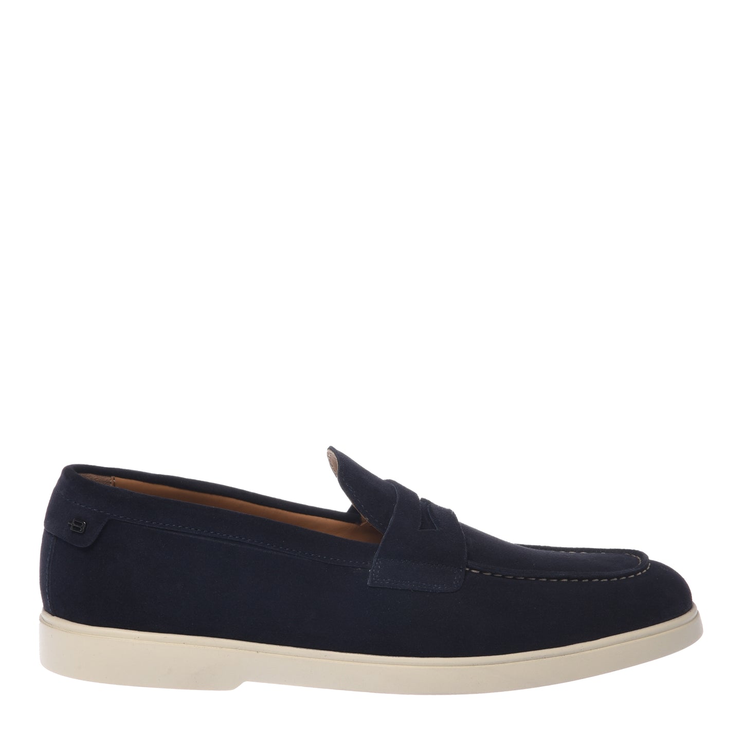 BALDININI - Loafers din piele intoarsa, bleumarin, cu talpa de cauciuc alba.