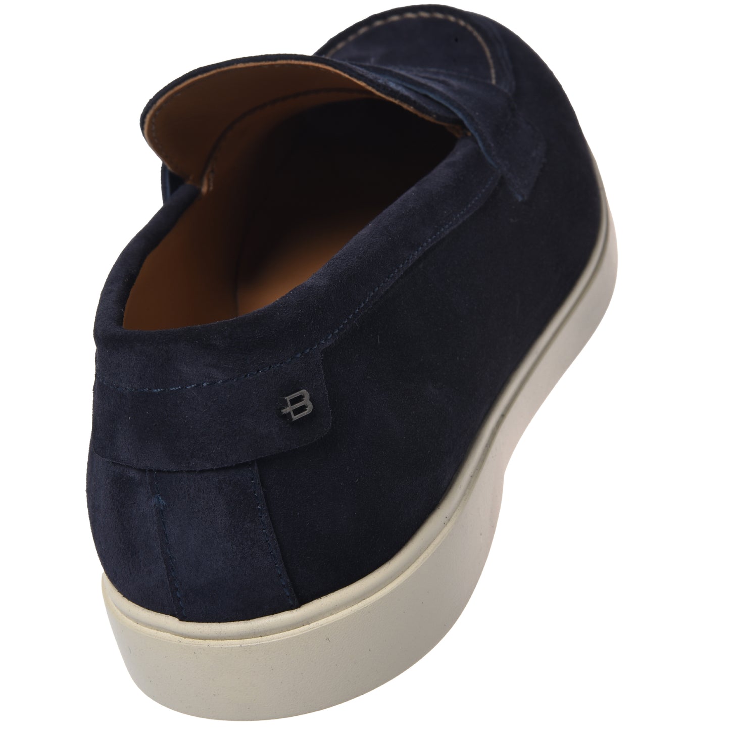 BALDININI - Loafers din piele intoarsa, bleumarin, cu talpa de cauciuc alba.