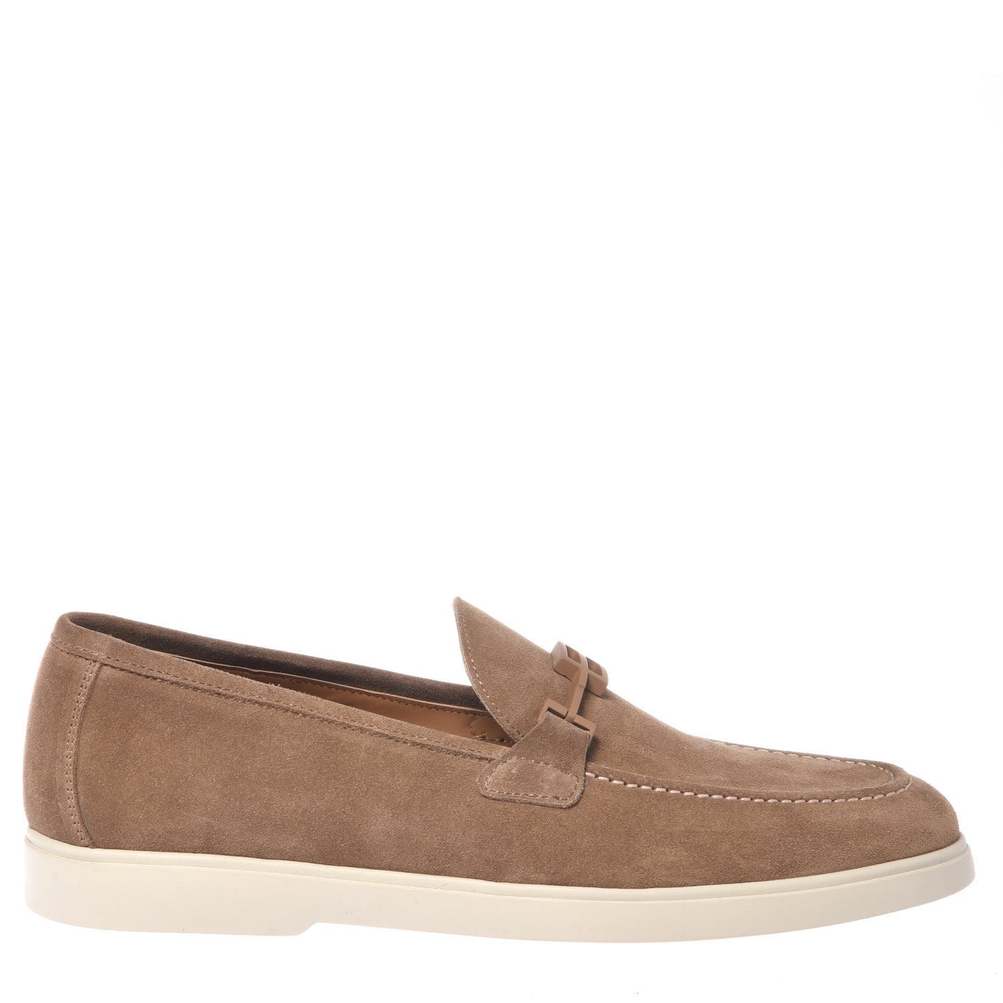 BALDININI - Loafers din piele intoarsa, bej, cu talpa de cauciuc alba.
