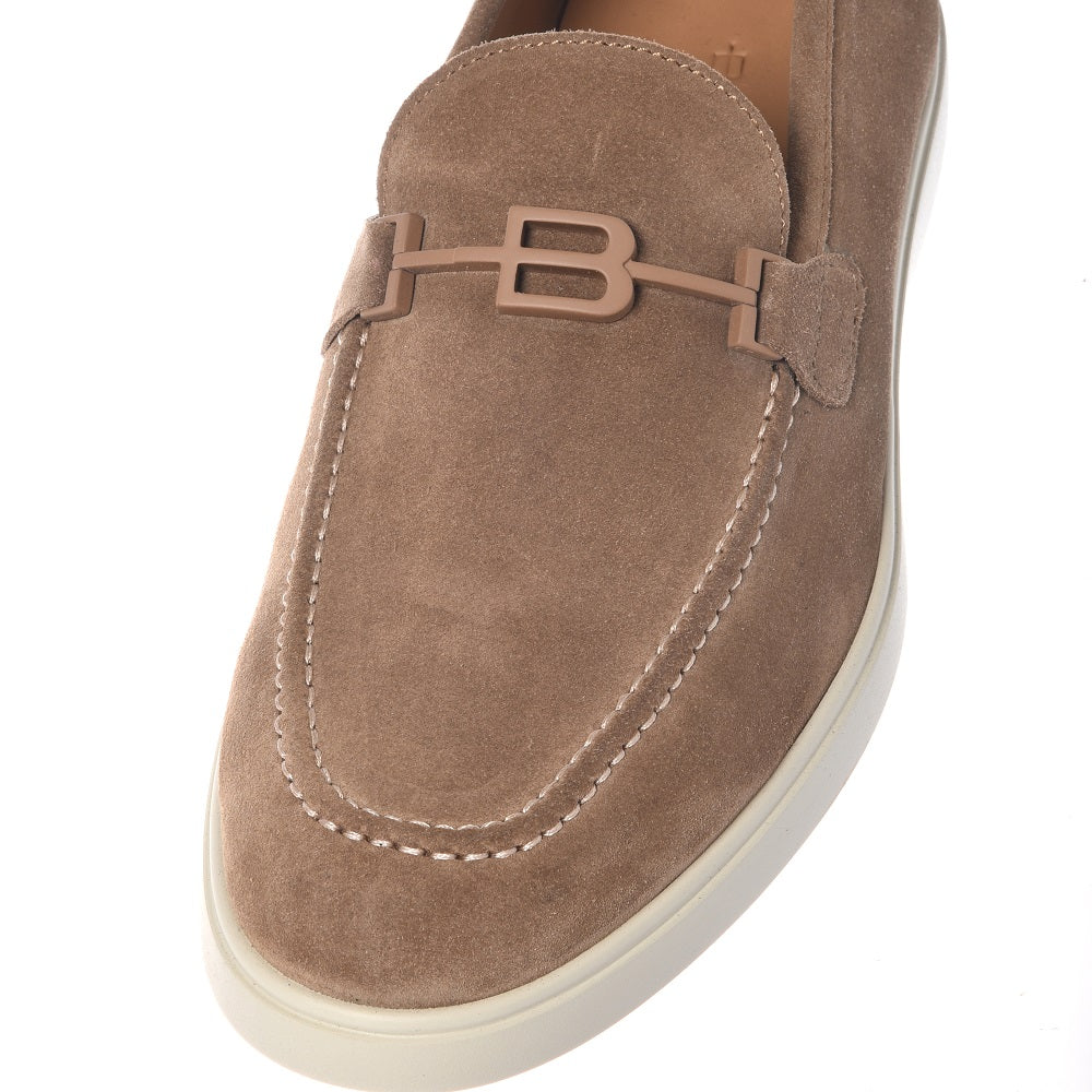 BALDININI - Loafers din piele intoarsa, bej, cu talpa de cauciuc alba.