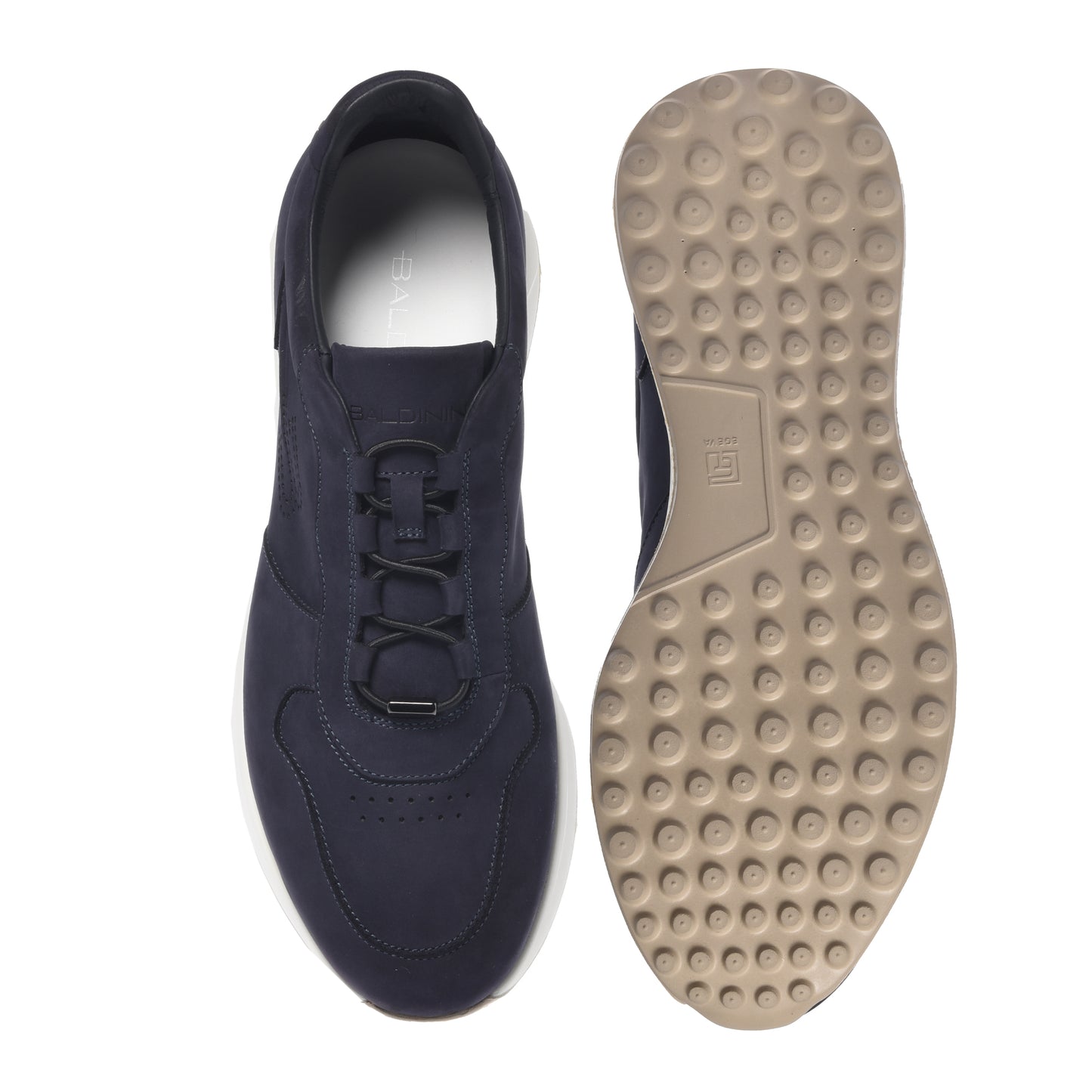 BALDININI - Sneakers din piele intoarsa, cu siret, bleumarin.
