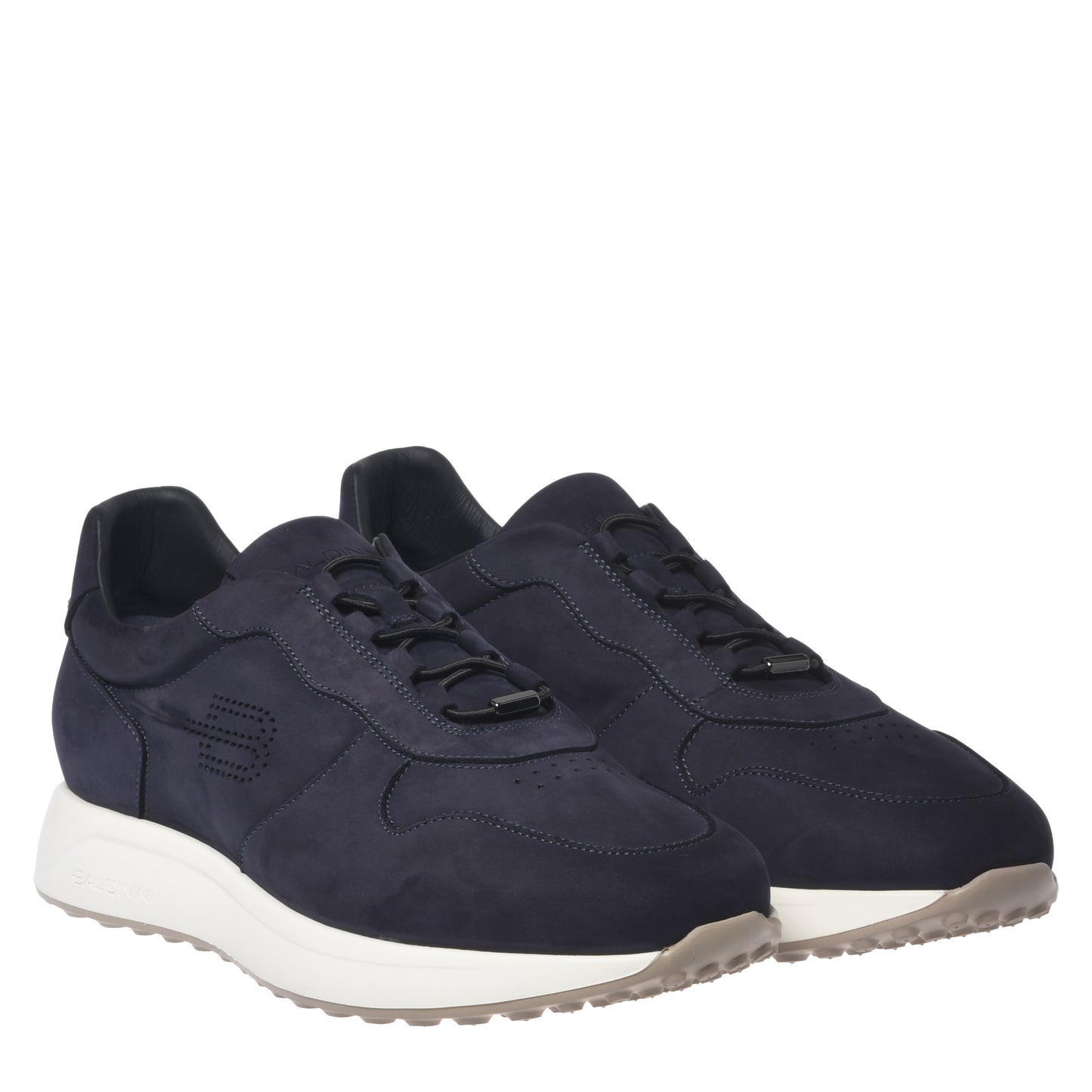 BALDININI - Sneakers din piele intoarsa, cu siret, bleumarin.