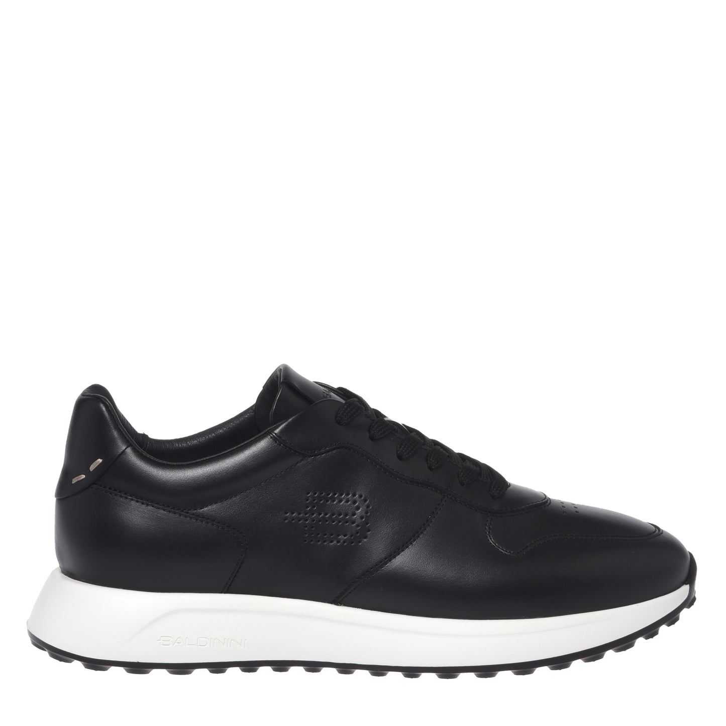 BALDININI - Sneakers din piele, cu siret, negru.