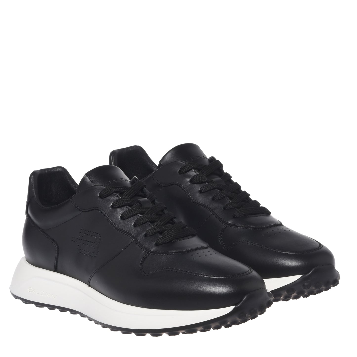 BALDININI - Sneakers din piele, cu siret, negru.