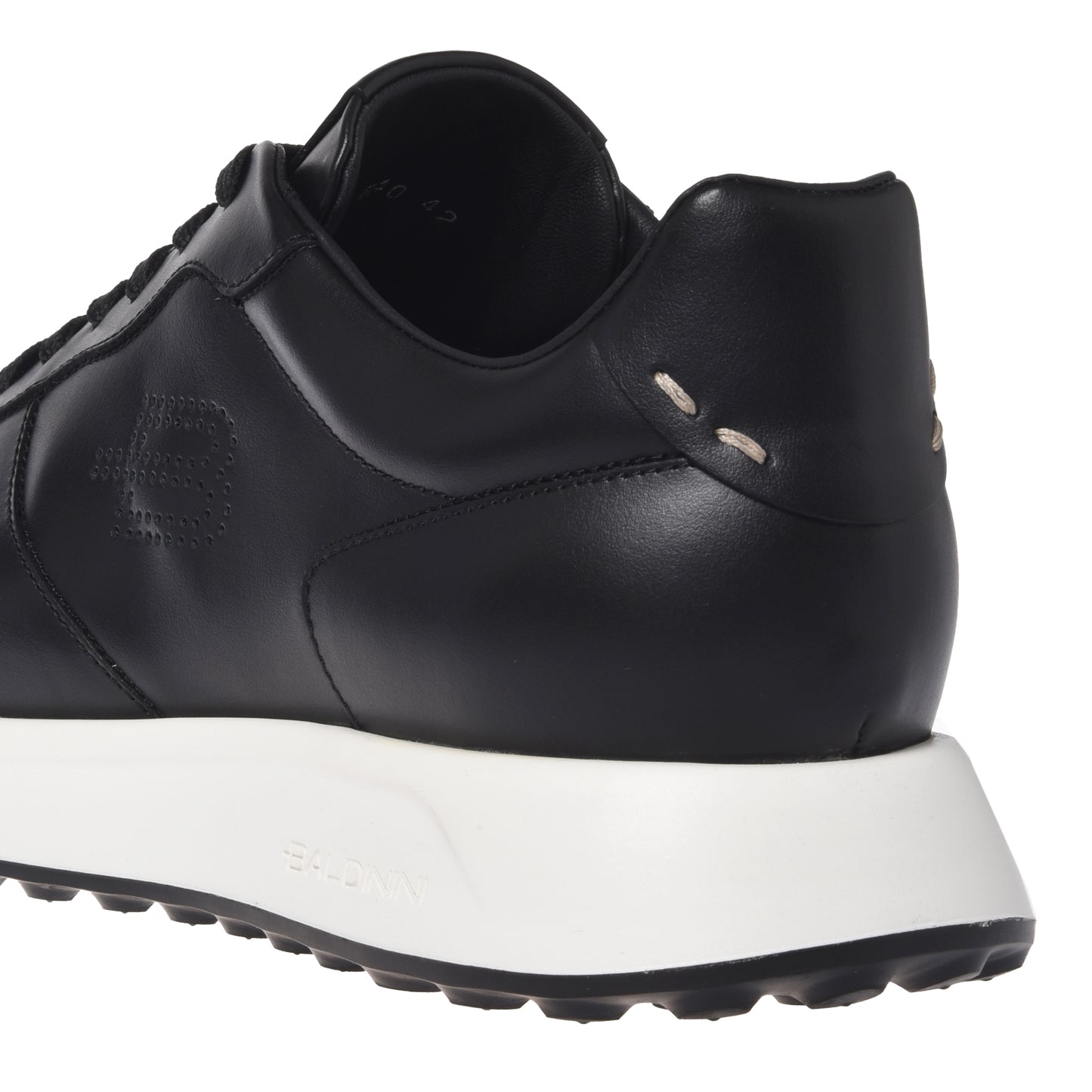 BALDININI - Sneakers din piele, cu siret, negru.