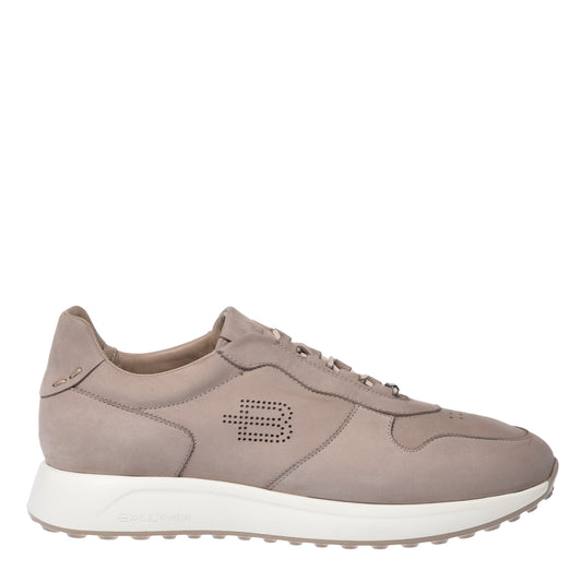 BALDININI - Sneakers din piele intoarsa, cu siret, gri-bej.