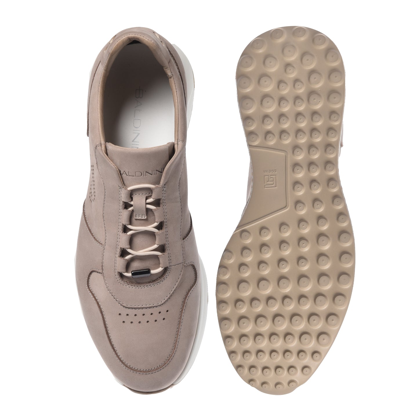 BALDININI - Sneakers din piele intoarsa, cu siret, gri-bej.